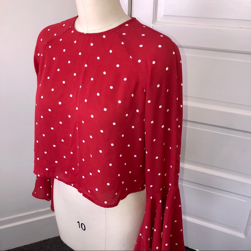 Forever21 polka dot crop top | bell sleeves